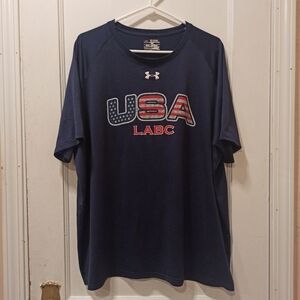Vintage Under Armour USA Heatgear Blue  T-shirt Loose Mens Size XXL